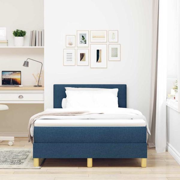 Boxspringbett mit Matratze Blau 120x200 cm Stoff