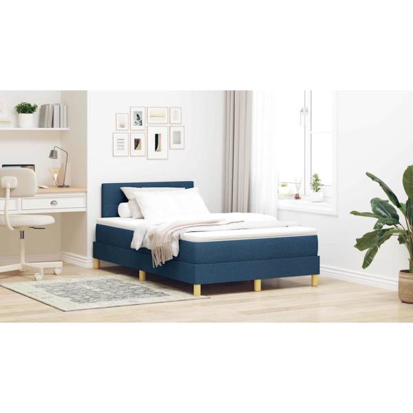 Boxspringbett mit Matratze Blau 120x200 cm Stoff