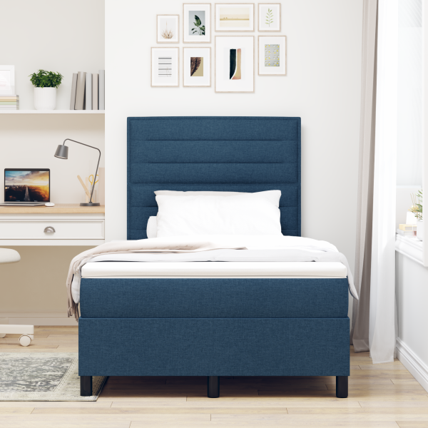 Boxspringbett mit Matratze Blau 120x200 cm Stoff