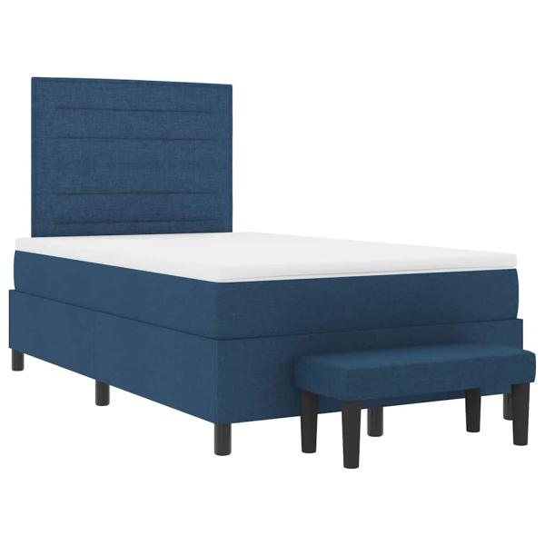 Boxspringbett mit Matratze & Bank Blau 120x200 cm Stoff