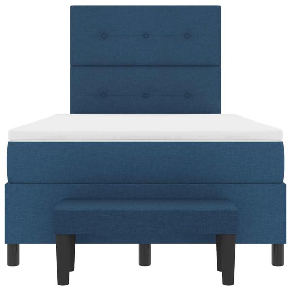 Boxspringbett mit Matratze & Bank Blau 120x200 cm Stoff