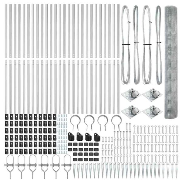 Geschweißter Drahtzaun mit 13 Spike-Pfosten 1,2 x 50 m feuerverzinkter Stahl