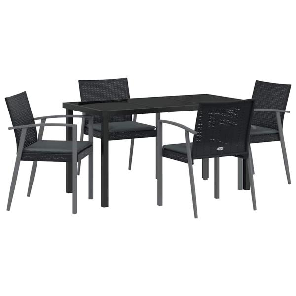 Set aus 3 Schwarz PE-Rattan, Stahl 56,5x57x83 cm Langlebig