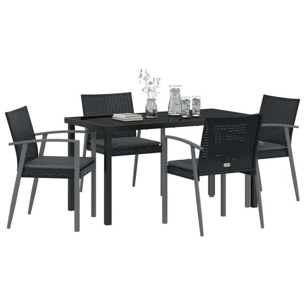 Set aus 3 Schwarz PE-Rattan, Stahl 56,5x57x83 cm Langlebig