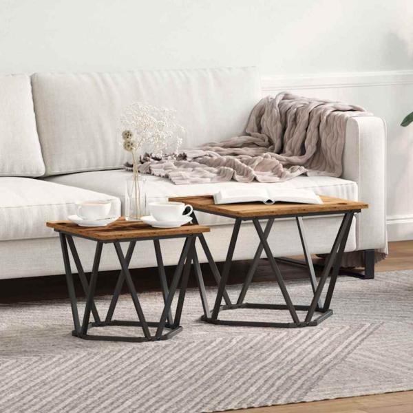 ARDEBO.de - Couchtisch Recyceltes Holz Metall, Holz Mittel Stylisch