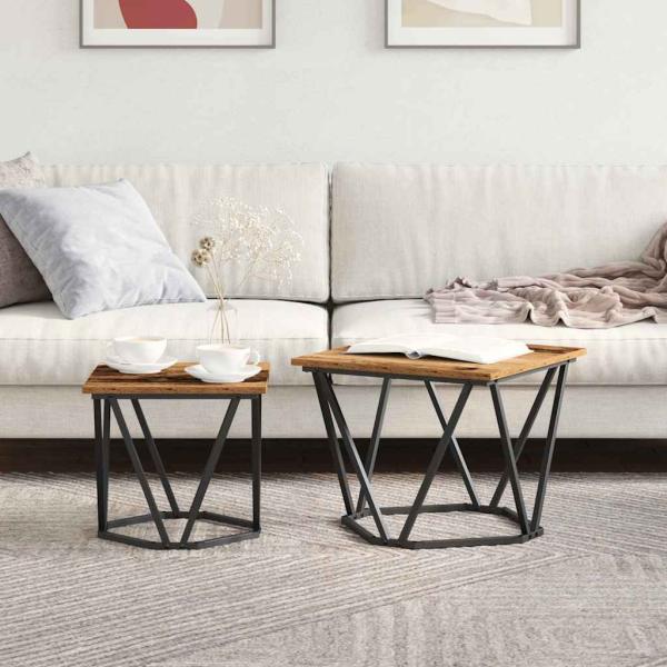 Couchtisch Recyceltes Holz Metall, Holz Mittel Stylisch
