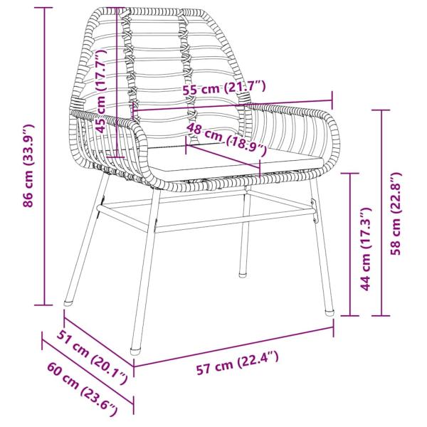 7-tlg. Garten-Essgruppe mit Kissen in Braun Poly-Rattan