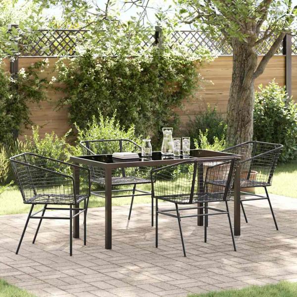ARDEBO.de - Set aus 3 Schwarz PE-Rattan, pulverbeschichteter Stahl