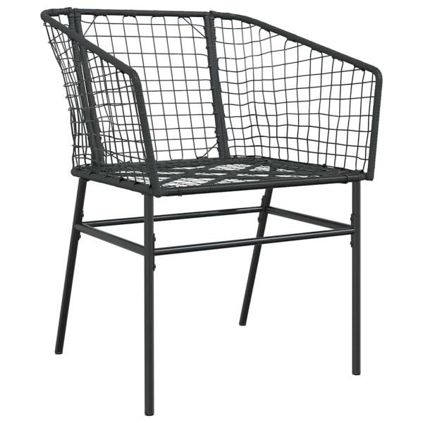 Set aus 3 Schwarz PE-Rattan, pulverbeschichteter Stahl