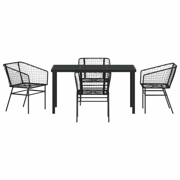 Set aus 3 Schwarz PE-Rattan, pulverbeschichteter Stahl