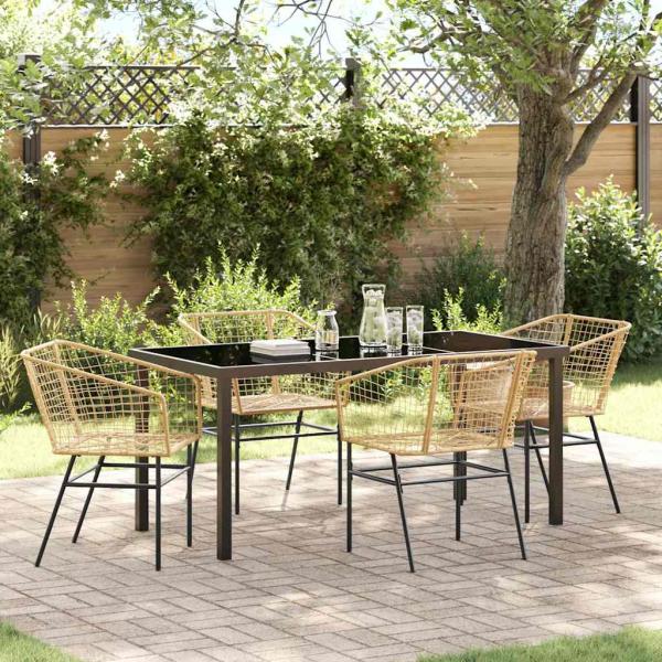 ARDEBO.de - 5-teiliges Gartendining-Set Brauner Poly-Rattan