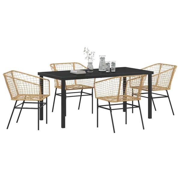 5-teiliges Gartendining-Set Brauner Poly-Rattan