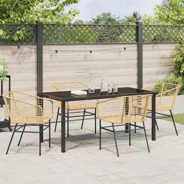 5-teiliges Gartendining-Set Brauner Poly-Rattan