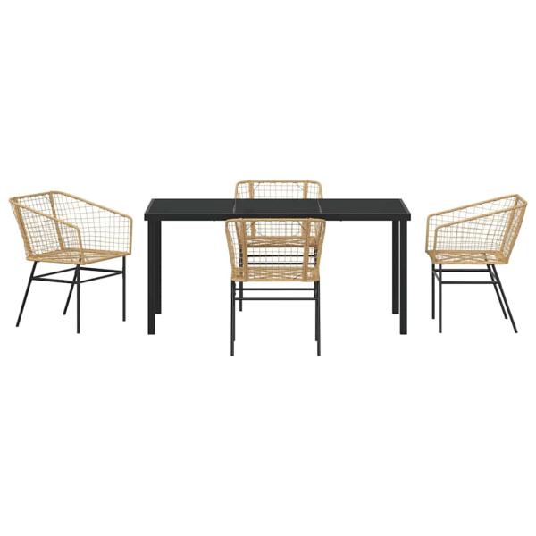 5-teiliges Gartendining-Set Brauner Poly-Rattan