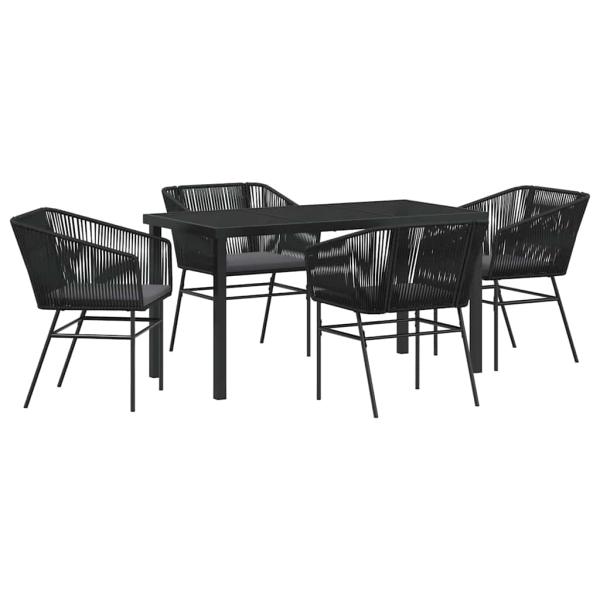 Set aus 3 Schwarz PE-Rattan, pulverbeschichteter Stahl Standard