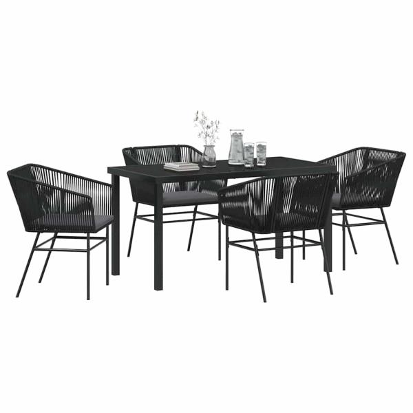 Set aus 3 Schwarz PE-Rattan, pulverbeschichteter Stahl Standard