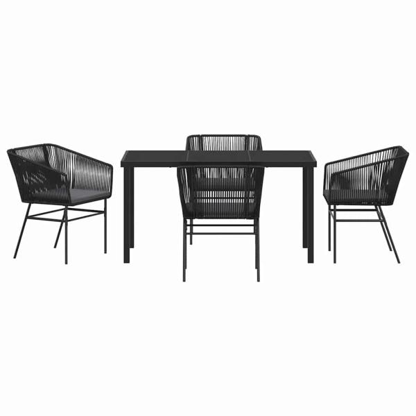 Set aus 3 Schwarz PE-Rattan, pulverbeschichteter Stahl Standard