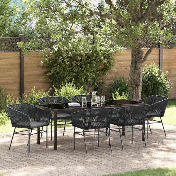 ARDEBO.de - Garten Essgruppe 7 pcs Schwarz Pulverbeschichteter Stahl
