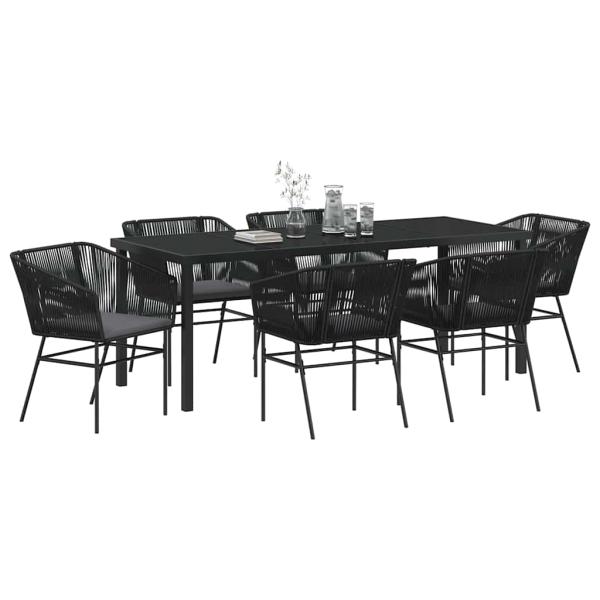 Garten Essgruppe 7 pcs Schwarz Pulverbeschichteter Stahl