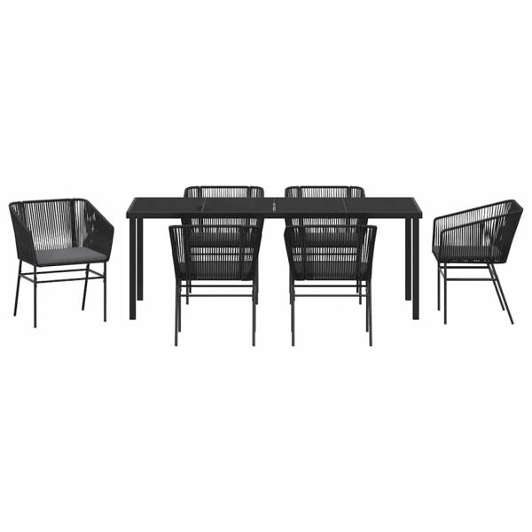 Garten Essgruppe 7 pcs Schwarz Pulverbeschichteter Stahl