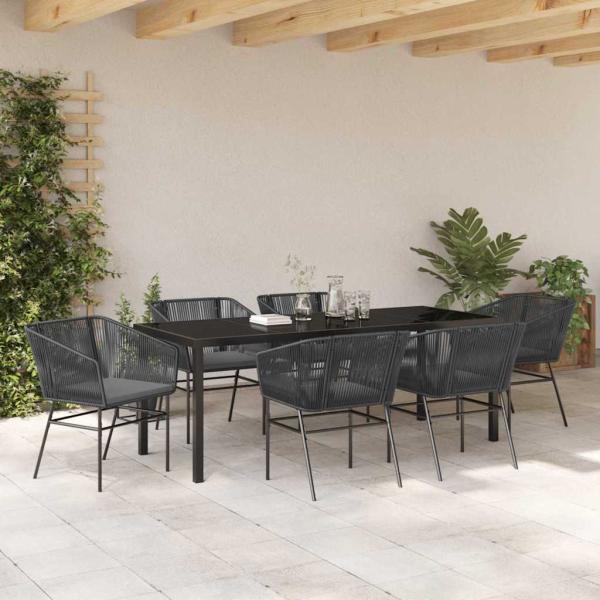 Garten Essgruppe 7 pcs Schwarz Pulverbeschichteter Stahl