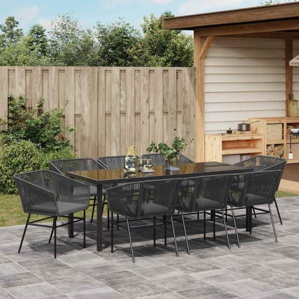 Set mit 5 Schwarz, Dunkelgrau PE-Rattan, pulverbeschichteter Stahl