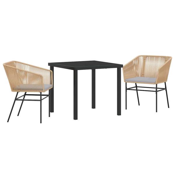 Set mit 2 Braun Poly-Rattan, Pulverbeschichteter Stahl Mittel