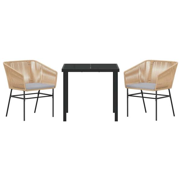 Set mit 2 Braun Poly-Rattan, Pulverbeschichteter Stahl Mittel