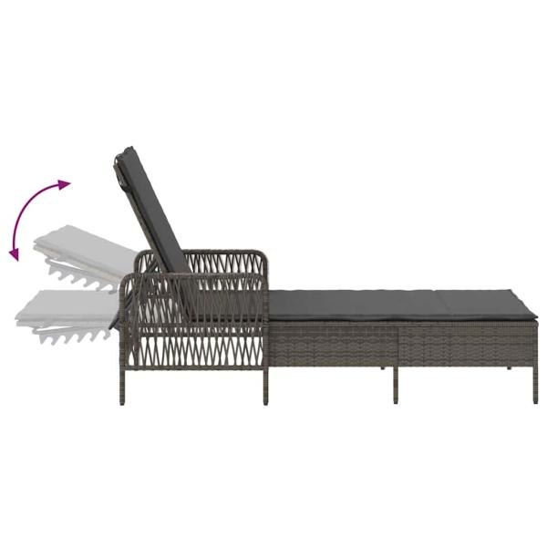 Sonnenliege Grau und Dunkelgrau PE Rattan 157 x 55 x 92 cm
