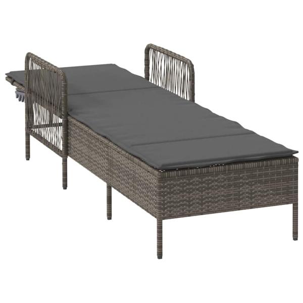 Sonnenliege Grau und Dunkelgrau PE Rattan 157 x 55 x 92 cm