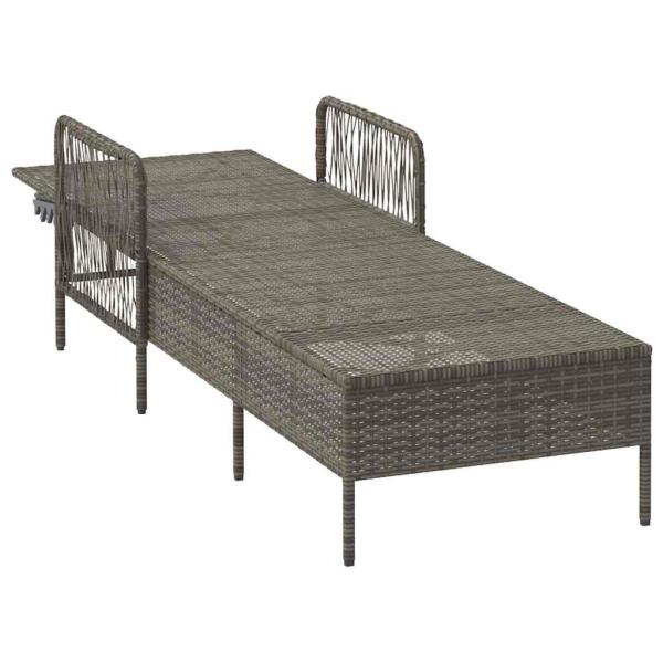 Sonnenliege Grau und Dunkelgrau PE Rattan 157 x 55 x 92 cm