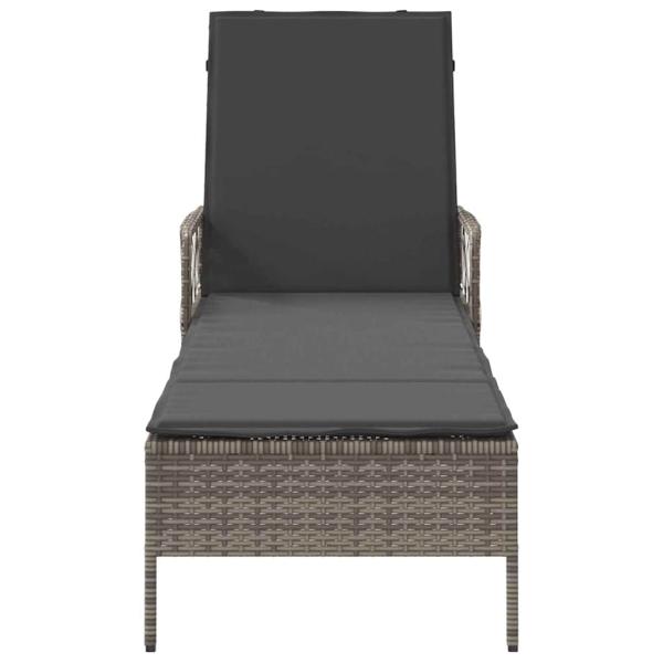 Sonnenliege Grau und Dunkelgrau PE Rattan 157 x 55 x 92 cm
