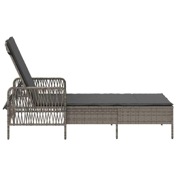Sonnenliege Grau und Dunkelgrau PE Rattan 157 x 55 x 92 cm