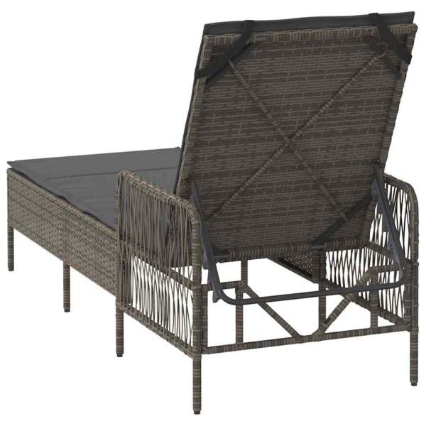 Sonnenliege Grau und Dunkelgrau PE Rattan 157 x 55 x 92 cm