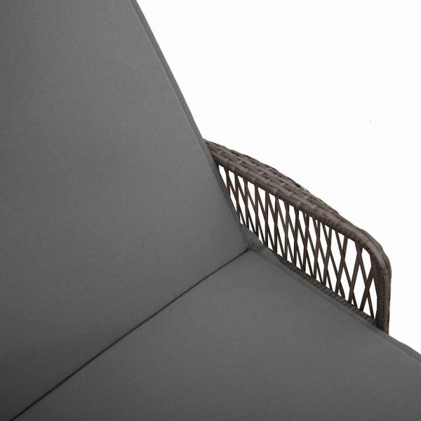 Sonnenliege Grau und Dunkelgrau PE Rattan 157 x 55 x 92 cm