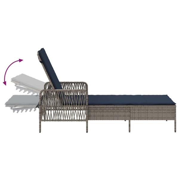 Sonnenliege Grau PE Rattan 157 x 55 x 92 cm Faltbar Sonnenliege