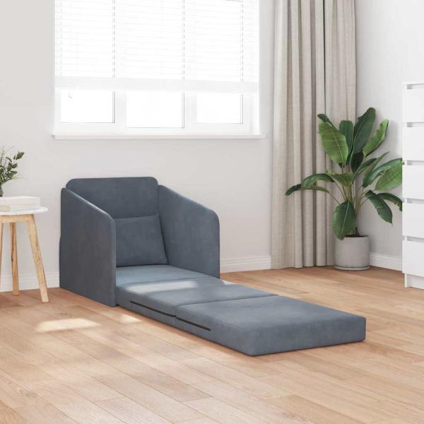 Boden Sofa Bett 2-in-1 Dunkelgrau 65x80x83 cm Samt