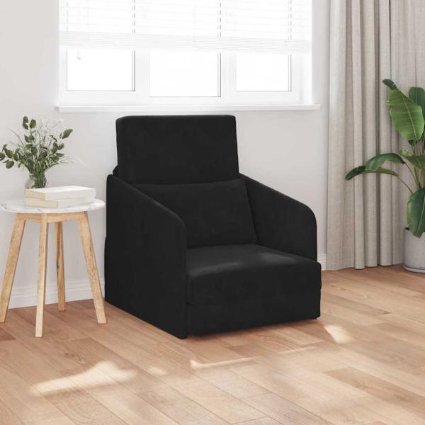 ARDEBO.de - Boden Sofa Bett 2-in-1 Schwarz 65x80x83 cm Samt