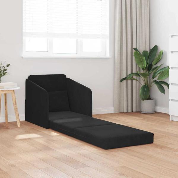 Boden Sofa Bett 2-in-1 Schwarz 65x80x83 cm Samt