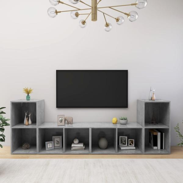 ARDEBO.de - TV-Schränke 4 Stk. Betongrau 72x35x36,5 cm Holzwerkstoff