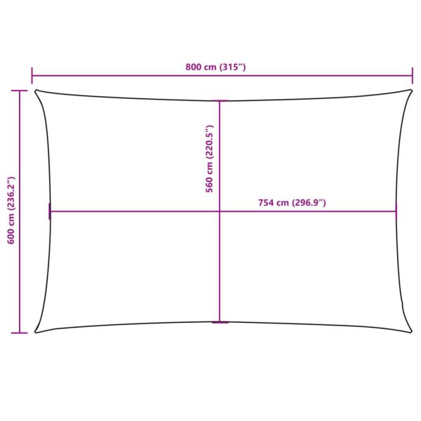 Sonnensegel Oxford-Gewebe Rechteckig 6x8 m Schwarz