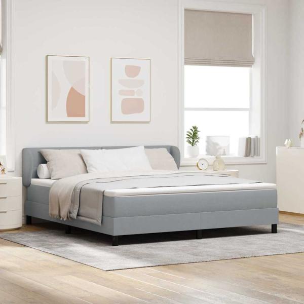 ARDEBO.de - Boxspringbett mit Matratze Hellgrau 180x200 cm Stoff