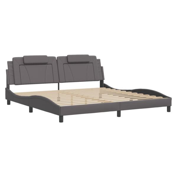 Bettgestell mit Kopfteil Grau 200x200 cm Kunstleder