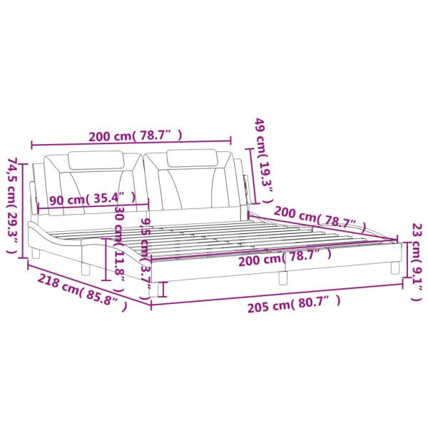 Bettgestell mit Kopfteil Grau 200x200 cm Kunstleder