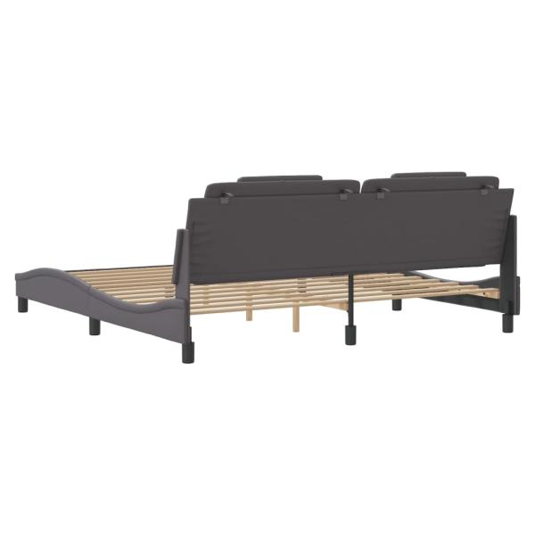 Bettgestell mit Kopfteil Grau 200x200 cm Kunstleder