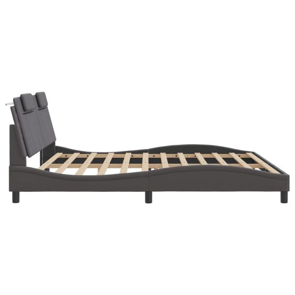 Bettgestell mit Kopfteil Grau 200x200 cm Kunstleder