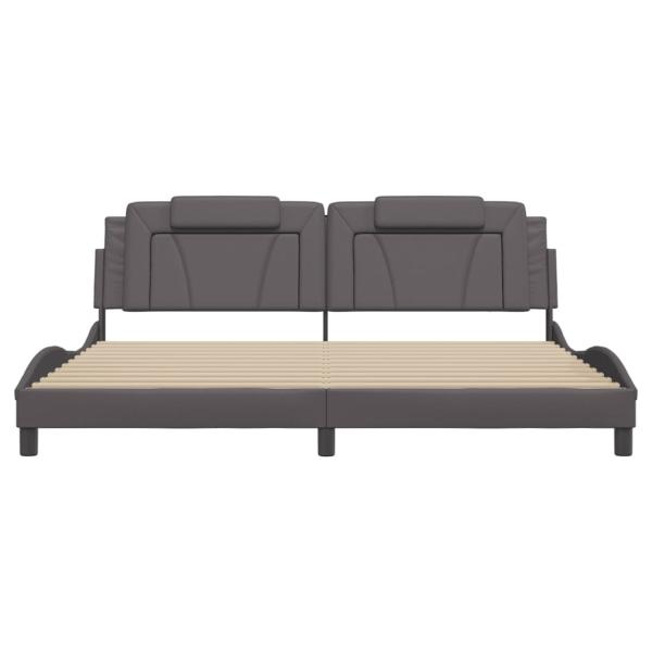Bettgestell mit LED Grau 200x200 cm Kunstleder