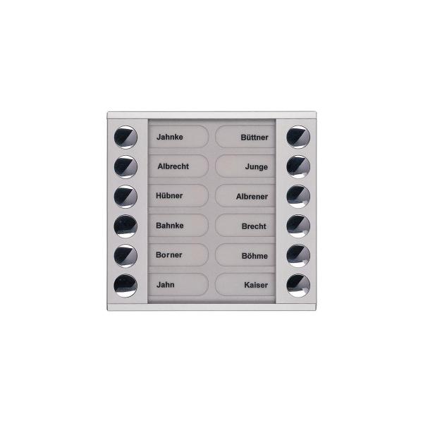 ARDEBO.de TCS PET12-EN/04 Klingeltastenerweiterung für Audio Außenstation, 12 Klingeltasten, rechts-/linksbündig, AP, Serie PES/AVE, silber