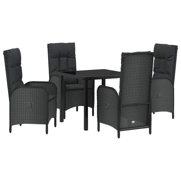 5-teiliges Garten-Essset Schwarz Poly-Rattan