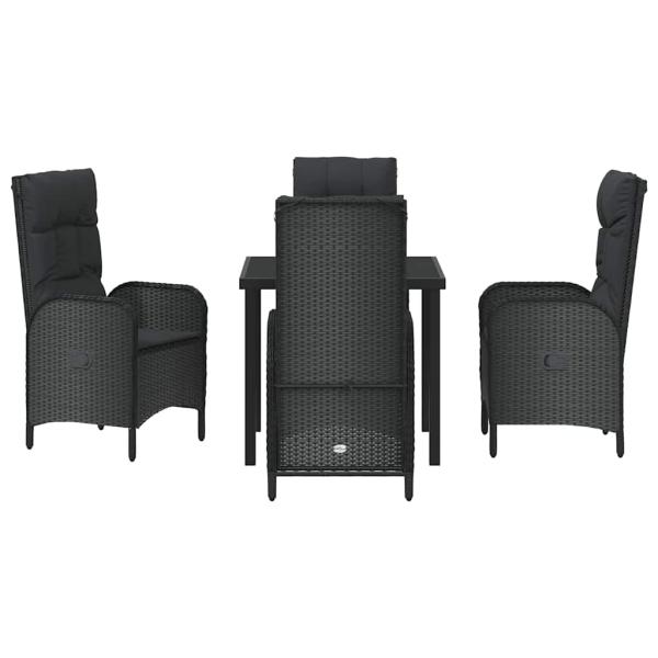 5-teiliges Garten-Essset Schwarz Poly-Rattan
